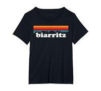 Biarritz Surfeur France Pays Basque Couleur Retro T-Shirt, Femme Grandes Tailles, Noir, 6X
