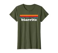 Biarritz Surfeur France Pays Basque Couleur Retro T-Shirt, Femme, Olive, 3XL