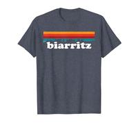 Biarritz Surfeur France Pays Basque Couleur Retro T-Shirt, Homme, Bleu Chiné, XXL