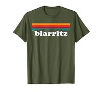 Biarritz Surfeur France Pays Basque Couleur Retro T-Shirt, Homme, Olive, M