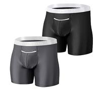BIATWOWR Herren Ice-Silk-Boxershorts mit verstärktem Beutel und breitem Bund