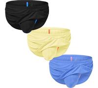 BIATWOWR Men's Color Block Sexy G-String Jockstrap - Breathable Seamless No Bulk Enhanced Pouch Underwear Black&Yellow&Blue-L