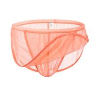 BIATWOWR Men's Mesh Panel Ultra-Breathable G-String Jockstrap - Sheer See Through Lace Sexy Underwear Orange-2XL