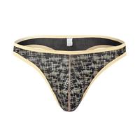 BIATWOWR Sexy Bulge Pouch G-String Low Rise Underwear for Men Stylish Printed Design Comfortable Fit Black-2XL