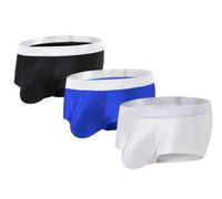 BIATWOWR Sexy Herren Mens Underwear Bulge Enhancing Pouch Ice Silk Herren Underpants Short Leg Boxer Briefs 3 Pack L