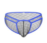 BIATWOWR Sexy Low Rise Bulge Pouch Breathable Triangle Underwear with See Through Mesh Fabric Grey-XL