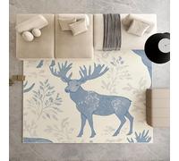 Biauyaii Animaux L'Élan Bohême Tapis Antidérapant Grand 240x330 cm Forêt Nuageuse Animaux Forêt Carpet de Lavable en Machine Tapis de pour Le Salon, Chambre, Matelas de Sol,Eveil Bebe