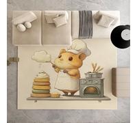 Biauyaii Biscuits Hamster Kawaii Tapis de Salon Lavable en Machine 120x170 cm Animal Dessin Animé Carpet Antidérapant D'eveil Bebe Tapis de pour Le Salon, Bureau, la Chambre et la Cuisine