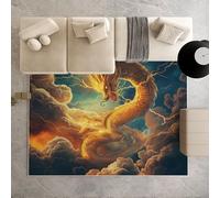 Biauyaii Dragon Animal Mythique Tapis de Salon Lavable en Machine 80x120 cm Oriental Carpet Antidérapant D'eveil Bebe Tapis de pour Le Salon, Bureau, la Chambre et la Cuisine