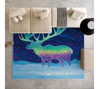 Biauyaii Élan Fantastique Coloré Tapis de Salon Lavable en Machine 80x120 cm Mer Hivernale Carpet Antidérapant D'eveil Bebe Tapis de pour Le Salon, Bureau, la Chambre et la Cuisine