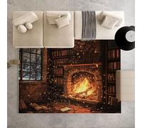 Biauyaii Feu Camp Hivernal Tapis Antidérapant Grand 240x330 cm Flamme Combustion Carpet de Lavable en Machine Tapis de pour Le Salon, Chambre, Matelas de Sol,Eveil Bebe