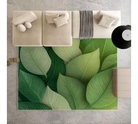 Biauyaii Feuilles Vertes Tapis Antidérapant Grand 240x330 cm Art Moderne Tapis de Lavable en Machine Tapis de pour Le Salon, Chambre, Matelas de Sol,Eveil Bebe