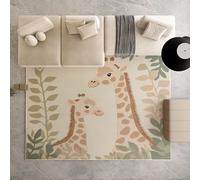 Biauyaii Girafe Dessin Animé Tapis de Salon Lavable en Machine 80x120 cm Feuilles Animaux Bois Tapis Antidérapant D'eveil Bebe Tapis de pour Le Salon, Bureau, la Chambre et la Cuisine