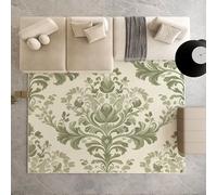 Biauyaii Motif Cachemire Vintage Vert Tapis de Salon Lavable en Machine 90x150 cm Bhême Artistique Carpet Antidérapant D'eveil Bebe Tapis de pour Le Salon, Bureau, la Chambre et la Cuisine