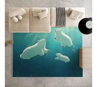 Biauyaii Ours Polaires Animaux Tapis de Salon Lavable en Machine 80x120 cm Vie Marine Carpet Antidérapant D'eveil Bebe Tapis de pour Le Salon, Bureau, la Chambre et la Cuisine