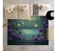 Biauyaii Rose Violette Mystérieuse Tapis de Salon Lavable en Machine Ciel Étoilé Tapis Antidérapant Enfant 120x180 cm Tapis de pour Le Salon, I'entrée, la Chambre et la Cuisine