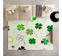 Biauyaii Trèfle Quatre Feuilles Tapis Antidérapant Grand 240x330 cm Feuille Verte Carpet de Lavable en Machine Tapis de pour Le Salon, Chambre, Matelas de Sol,Eveil Bebe