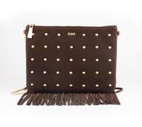 Biba Suede Fringe Studded Pouch Chocolat Taille unique Female
