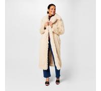 Biba Women's Clipped Longline Faux Fur Long Sleeve Button-Up Coat Crème 16 (XL) Female