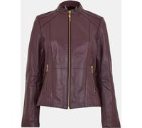 Biba Women's Neru Collar Leather Long Sleeve Leather Jacket ure 18 (2XL) Female