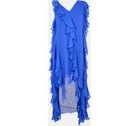 Biba Women's Ruffle Dip Slip Dress Bleu 14 (L) Female