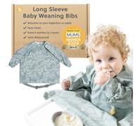 BIBaDO - Bavoirs à manches longues pour bébé - Bébés et tout-petits de 6 à 36 mois - Bavoir de sevrage dirigé par bébé tout-en-un - Facile à essuyer, doux et imperméable
