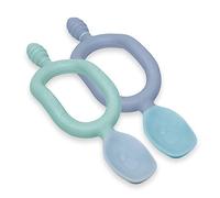 BIBaDO - Dippit Cuillères et louche pour bébé à plusieurs étapes sans BPA - Cuillères de sevrage multi-prises pour bébé, auto-alimentation 4-6 mois et plus - Menthe et bleu