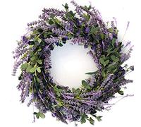 Bibelot Couronne de Lavande de 50,8 cm pour Porte d'entrée, Couronne de Feuilles de Verdure pour Toutes Les Saisons, Couronne Florale pour intérieur et extérieur, Couronne Florale pour fête de