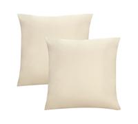 BIBERNA, Lot de 2 housses de coussin en jersey fin (crème, 80x80cm)