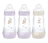 Mam - Lot 3 Biberons Easy Start Anti-Colique 260 ml tétine débit 2 - Lilas / Lilas / Sable