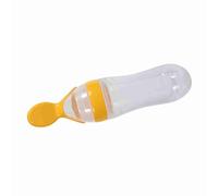 Biberon avec cuillère, 1 Pc 90 ml Cuillère de distribution de nourriture pour bébé en silicone Cuillère pour bébé Biberon Aliments frais Céréales Squeeze Feeder(Jaune)