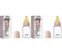 Biberon BIBS d’une capacité de 150 ml avec tétine en caoutchouc naturel - fonction anti-colique, sans bisphénol A, tétine ronde, débit lent, convient aux nouveau-nés - Blush (Lot de 2)