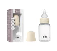 Biberon BIBS d’une capacité de 150 ml avec tétine en silicone - fonction anti-colique, sans bisphénol A, tétine ronde, débit lent, convient aux nouveau-nés - Ivory
