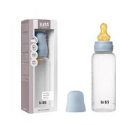 Biberon BIBS d’une capacité de 270 ml avec tétine en caoutchouc naturel - fonction anti-colique, sans bisphénol A, tétine ronde, débit moyen, convient aux nouveau-nés - Baby Blue