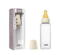 Biberon BIBS d’une capacité de 270 ml avec tétine en caoutchouc naturel - fonction anti-colique, sans bisphénol A, tétine ronde, débit moyen, convient aux nouveau-nés - Ivory