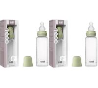Biberon BIBS d’une capacité de 270 ml avec tétine en silicone - fonction anti-colique, sans bisphénol A, tétine ronde, débit moyen, convient aux nouveau-nés - Sage (Lot de 2)