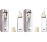 Biberon BIBS d’une capacité de 270 ml avec tétine en silicone - fonction anti-colique, sans bisphénol A, tétine ronde, débit moyen, convient aux nouveau-nés - Ivory (Lot de 2)
