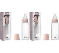 Biberon BIBS d’une capacité de 270 ml avec tétine en silicone - fonction anti-colique, sans bisphénol A, tétine ronde, débit moyen, convient aux nouveau-nés - Blush (Lot de 2)