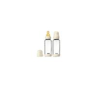 BIBS Baby Glass Bottle. Lot de 2. Anti-colique. Embout rond en latex de caoutchouc naturel. Favorise l’allaitement naturel, Complete Set - 240 ml (Pack of 2), Ivory