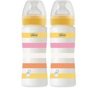 Biberon Bien-Être Débit Rapide, Tétine Physio en Silicone Souple et Doux, Système Anti-Colique, Réduit les Régurgitations et L'Irritabilité, Biberon en Plastique de 330 ml, 4 Mois et plus, Orange