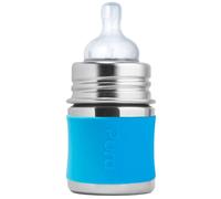 Pura - Bouteille pour enfant en acier inoxydable avec tétine à débit lent, bleu aqua, 127 g.