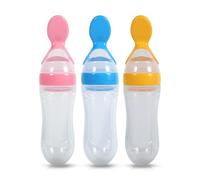 Biberon en silicone avec cuillère, Biberon Cuillere Distribution Aliment, Baby Feeder Bottle, Bébé En Bas Âge Avec Cuillère Alimentation Fraîche Céréales Squeeze Feeder Pour Enfants.