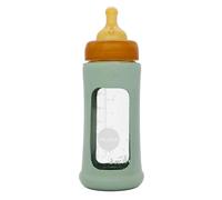Hevea - Biberon à col large zéro plastique avec protection en caoutchouc naturel - Seafoam Blue