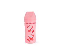 Biberon en verre Twistshake rose anti-colique 260ml