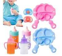 Biberon Jouet pour bébé - ABS 12 pièces | Accessoires de Jouets de Simulation pour bébé avec Ensemble d'alimentation simulée, Sucette, Vaisselle pour s | Anniversaire, Maternelle, École, Camping