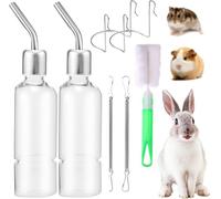 Biberon Lapin & Cochon d'Inde - Abreuvoir Lapin Anti-Fuite & Biberon Hamster Solide | Distributeur Eau Lapin Suspendu avec Embout INOX | biberon Cochon d'Inde(2 x350ML)