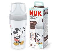 Biberon NUK Perfect Match | 3+ mois | S’adapte au palais de bébé | Contrôle de la température | Évent anti-coliques | 260 ml | Sans BPA | TÉTINE M en silicone | Disney Mickey Mouse [Gris]