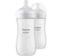 Biberon Philips Avent Natural Response SCY906/02 Lot de 2 - 330 ml - Débit rapide - Anti-colique - Dès 3 mois - Transparent Transparent