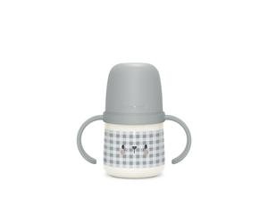 Biberon phosphorescent avec anses et bec silicone night&day +6m gris TU