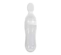 Biberon pour bb, biberon en Silicone 1Pc 90mL pour bb en bas age avec cuillre(blanc)